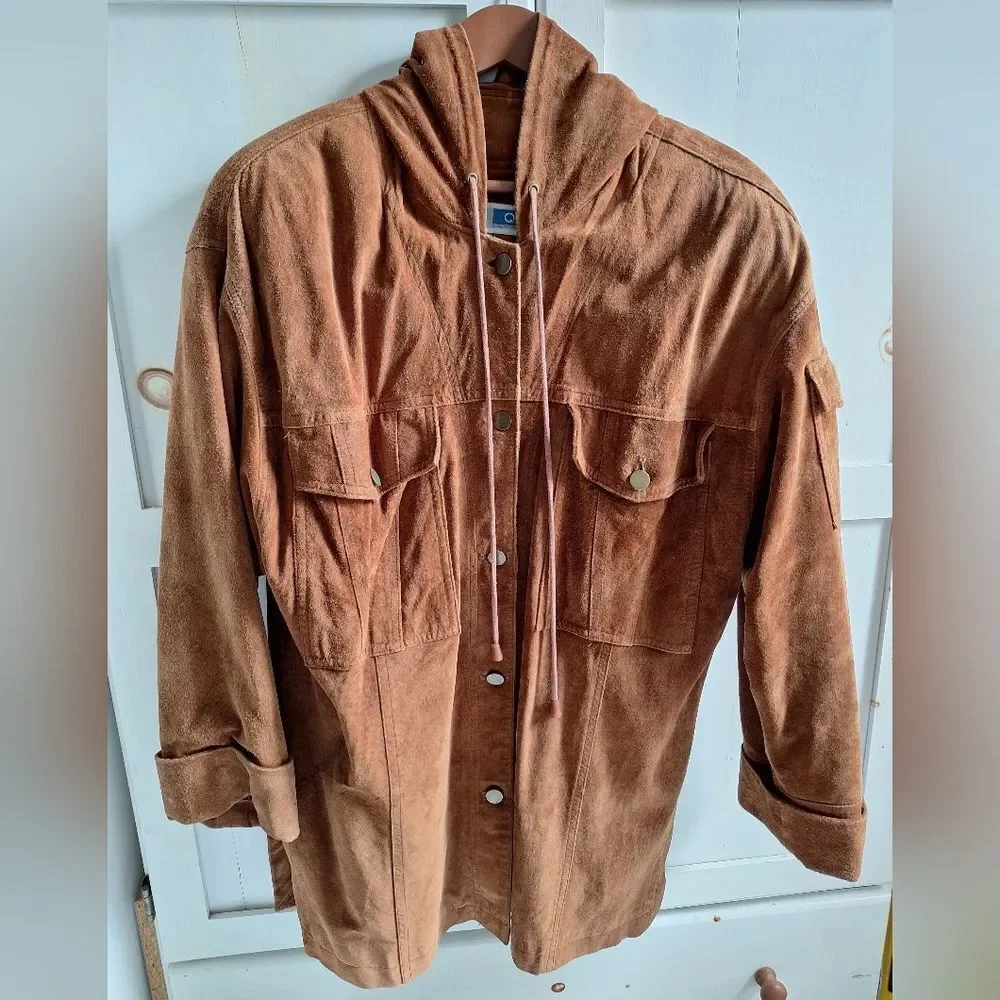Golden Brown Suede Button-Up Jacket Small